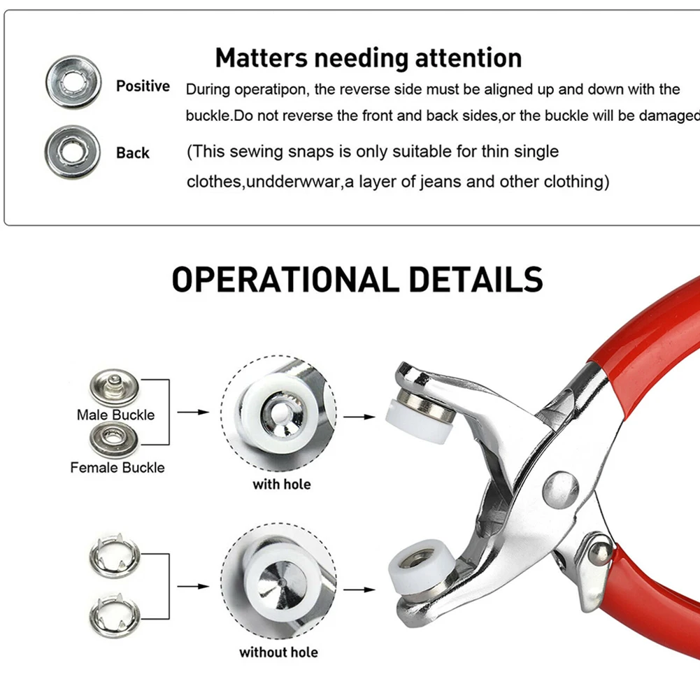 

Alloy Red Plastic Buttons Fasteners Studs Press Studs Claw Buckle Lightweight Metal Portable 100pcs 9.5mm Sewing