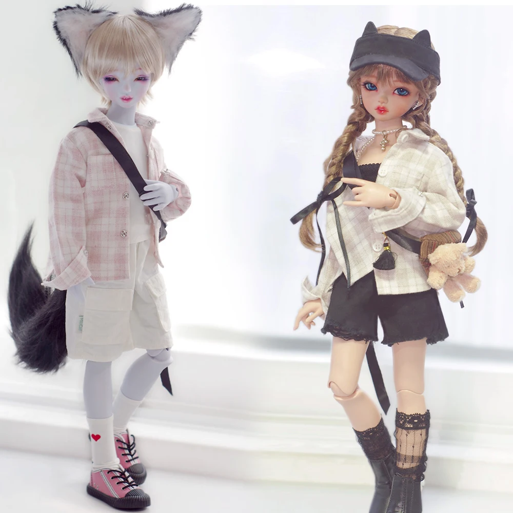 

D09-P079 children handmade toy 1/4 MSD DD/DY doll BJD/SD doll's clothes Small plaid shirt top shirt 1pcs