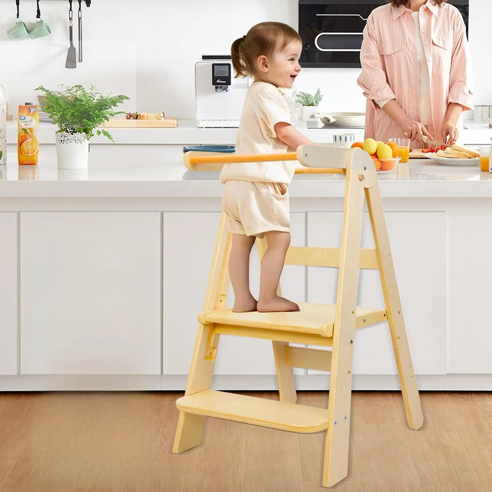 Foldable Toddler Tower, Kids Learning Tower, Step Stool for Toddlers, Collapsible Toddler Standing Tower, Montessori Kitchen