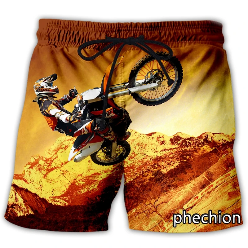 

phechion New Fashion Men/Women Motorcycle Motocross 3D Print Casual Shorts Novelty Streetwear Men Loose Sporting Shorts L16