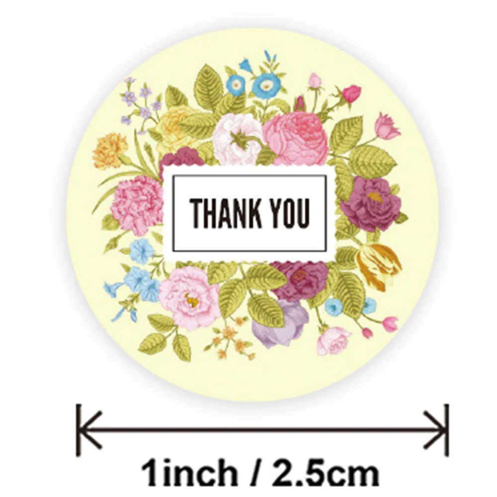 100-500Pcs Round Thank You For Your Order Stickers Thanks For Shopping Small Shop Local Handmade Stickers Flower Stickers 1inch