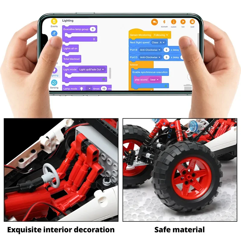 NEW 366PCS LED City RC Car MOC Building Blocks APP Remote Control Programming Off-road Vehicle Bricks Toys Children Boys