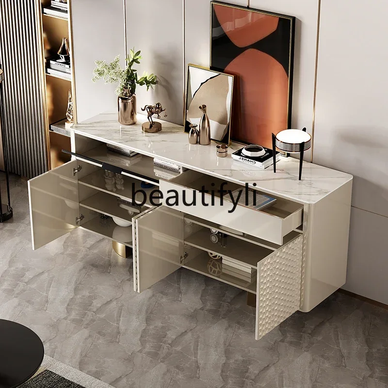 

ss CLight luxury dining side cabinet Post-modern minimalist secret cabinet Solid wood rock slab paint into the side cabinet