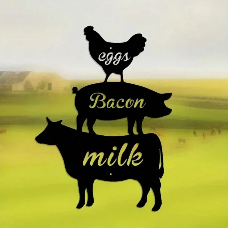 قطعة واحدة من لافتة المزرعة - لوحات فنية جدارية معدنية مع حيوانات المزرعة، لوحات معلقة على الحائط لتزيين حفلات الحديقة #4