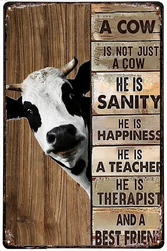 Tin Signs Bar Wall Decor Cows A Cow And A Best Friend Farmer Poster Home Wall Art Decoration Retro Metal Tin Sign 8x12 inch sign