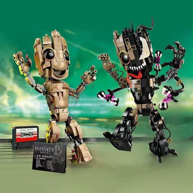 핫토이즈 마블 슈퍼히어로 댄싱 베놈라이즈드 그루트 빌딩 블록 트리맨 피규어 브릭스 호환 76249 76217 76297 선물 어린이용
