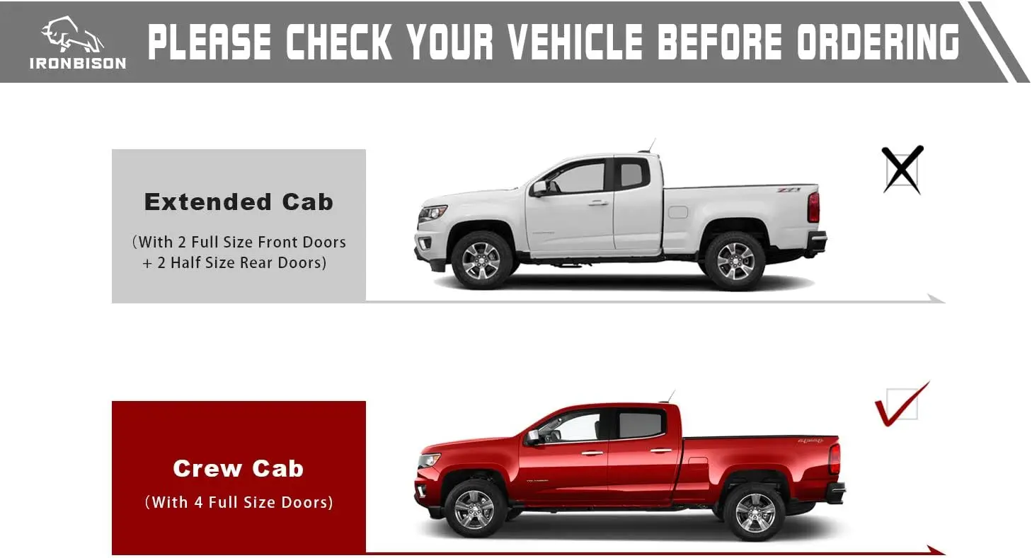 Side Steps for 2015-2026 Colorado Canyon Crew Cab Heavy Duty Pickup Truck, Off Road Nerf Bars, Black Heavy Texture Running Boards