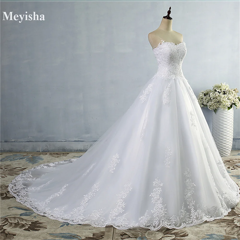 ZJ9059 Bridal Dress With Big Train Gown Plus Size 2-26W White Ivory 2025 New Lace Bottom Wedding Dresses