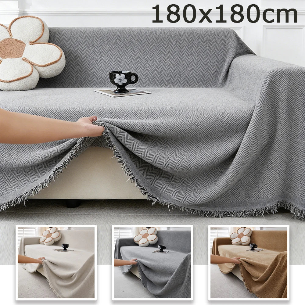 

1PC All Season Universal Chenille Sofa Cover Non Slip Sofa Throw Blankets Pets Kids Anti-dirty Recliner Armchair Cover 180x180cm