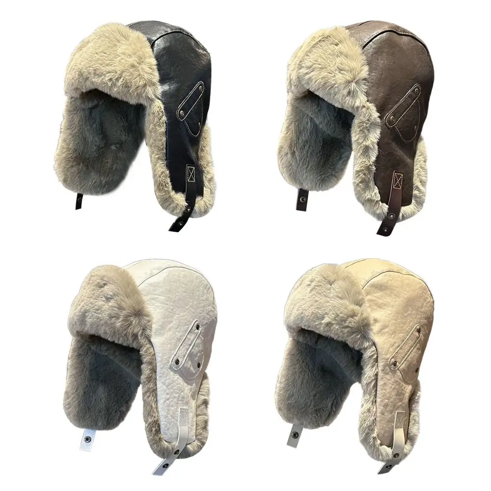 

Cozy Faux Fur Winter Cap Thick Warm Ushanka Fur Hat Soft Leather Bomber Hat for Men Women