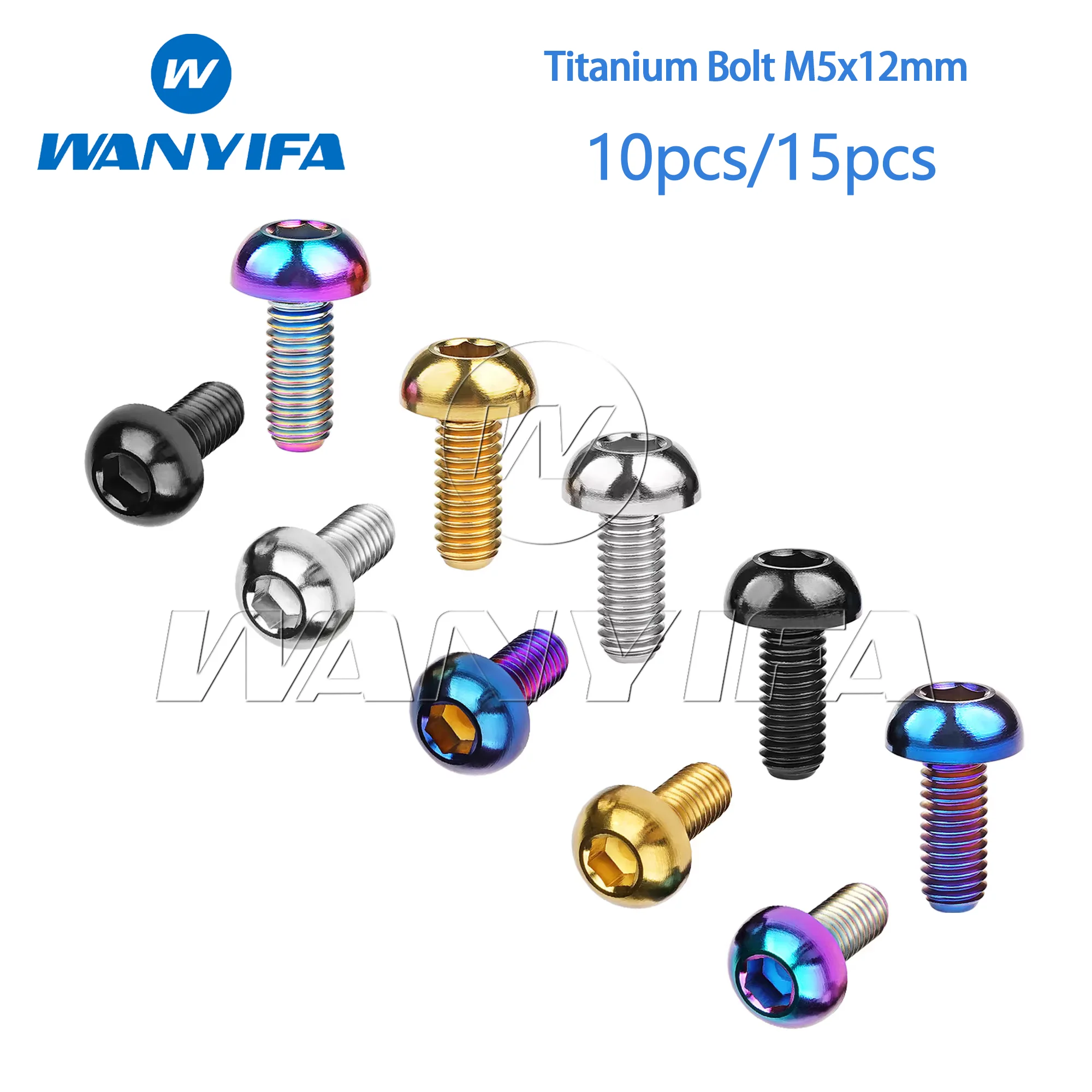 

Wanyifa High-Strength Titanium Alloy M5x12mm Button Head Bolts - Bike Water Bottle Cage Mounting Hardware 10/15pcs