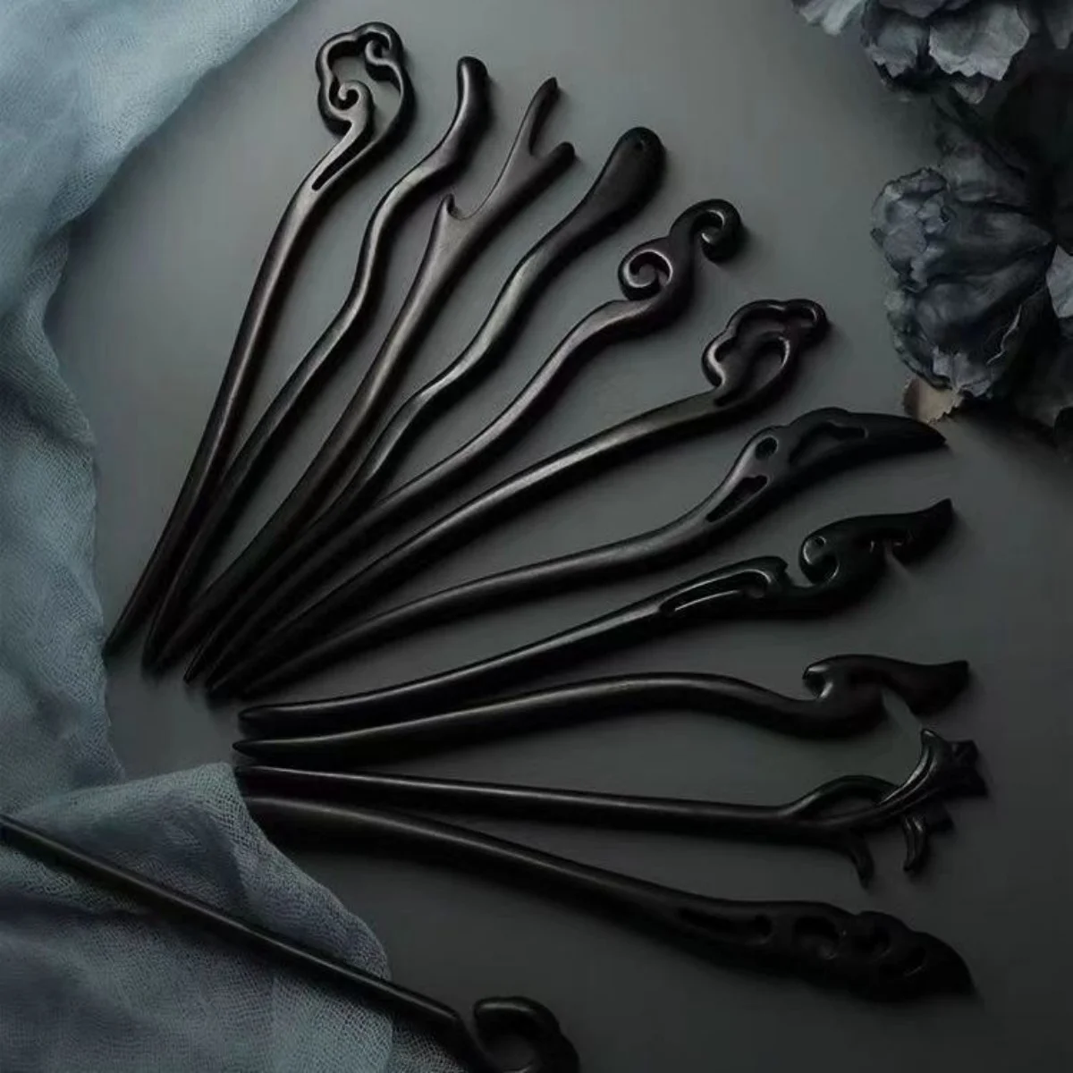 Simple Wooden Hairpin For Women Elegant Black Sandalwood Hair Stick Girls Daily Life Hair Accessories Hanfu Updo Hair Pin 1pc image 4
