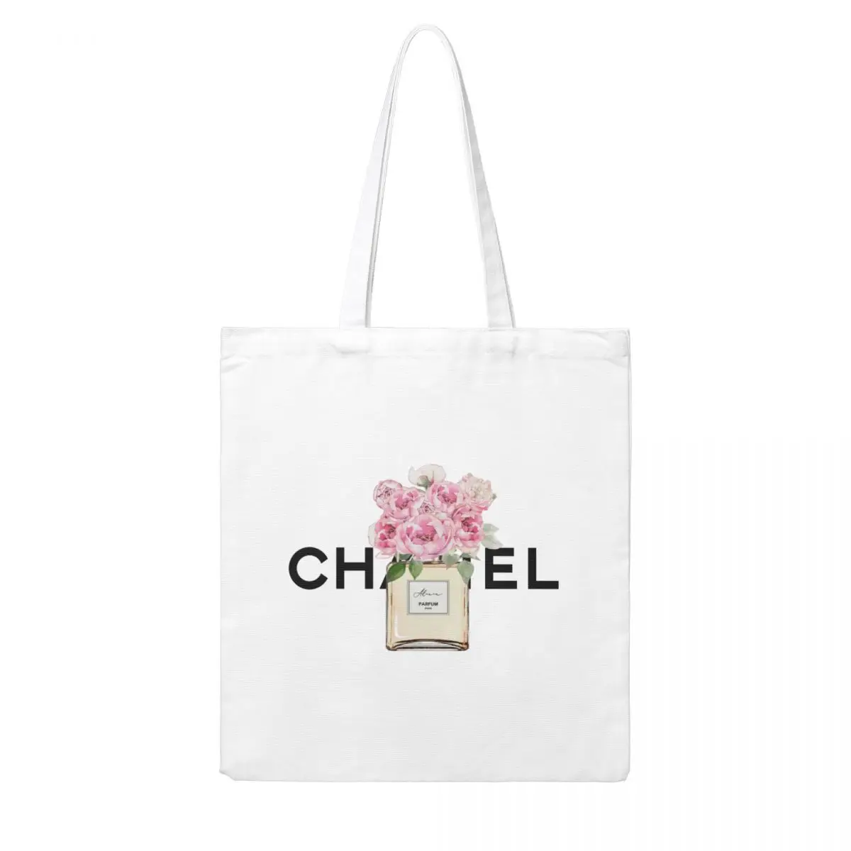 Luxury Brand Perfume Women Tote Bags Fashion Designer Letter Flower Print Handbag Canvas Shopping Bag