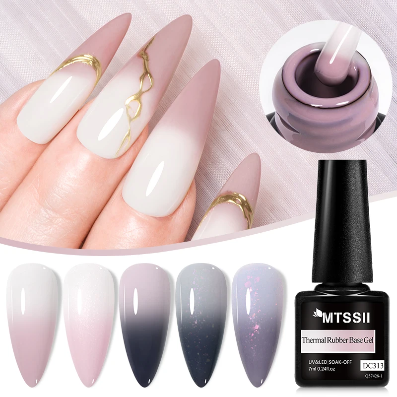 7ml Mtssii Glitter Jelly Thermal Gel Nail Polish Translucent Ombre Color Gel Polish Changing Temperature Varnish Nail Polish