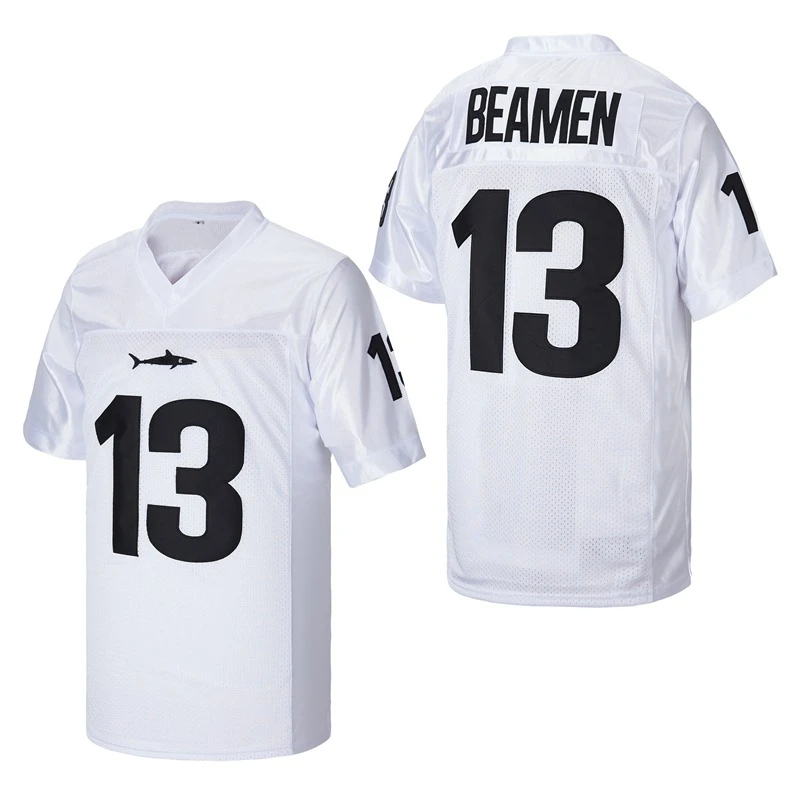 American Football Jersey Any Given Sunday Miami Shark 13 Beamen Outdoor Sports Mesh Ventilation Sewing Embroidery Black White