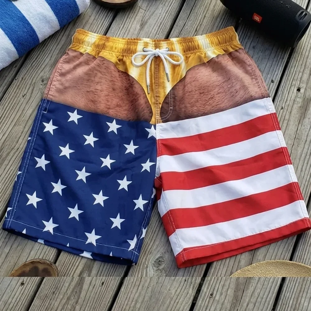 Fun Beach Party Swim Trunks For Men 3D Print Fake Skin Board Shorts Summer Fashion Viral Beach Shorts Boyfriend Husband Fun Gift