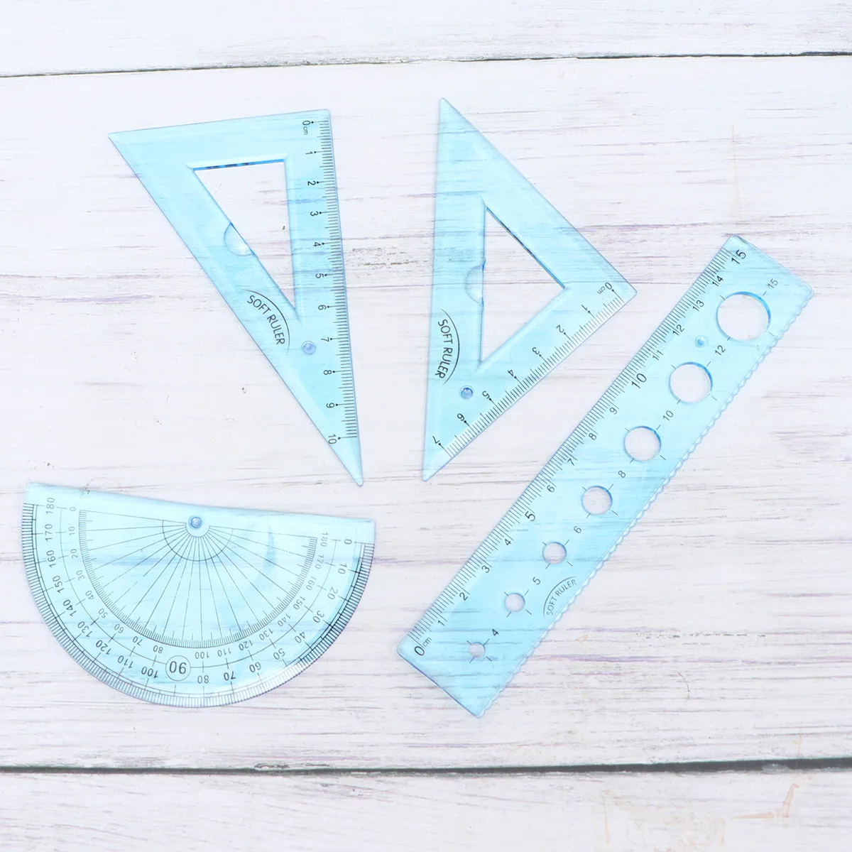 1SET Geometry Protractor Ruler School Drawing Tool Halloween Christmas Plastic Rulers Set Math Rulers Set Maths Ruler Set 4PCS
