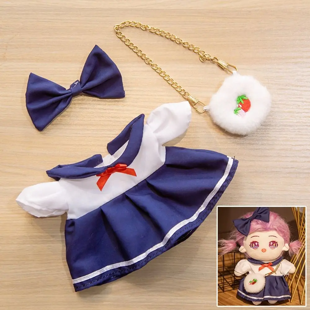 20cm Cotton Doll Lovely Spring Summer Princess Dresses Pants Plush Dolls Clothes Fashion Dresses with Headband Decoration