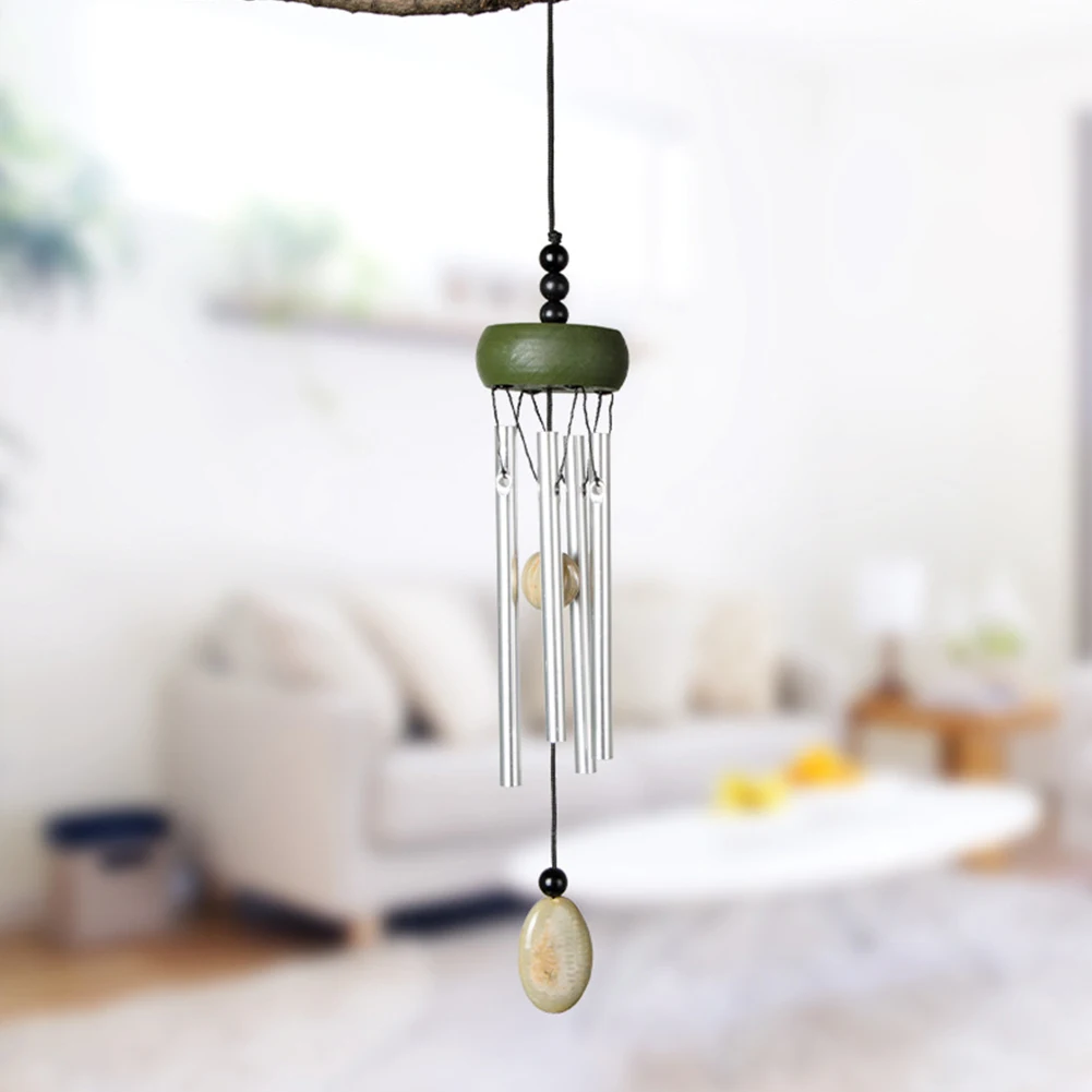 Sale Hot New Indoor/outdoor Wind Chime Metal Tubes Aluminum + Wood Bell Shape Garden Hanging Pendant Home Decor