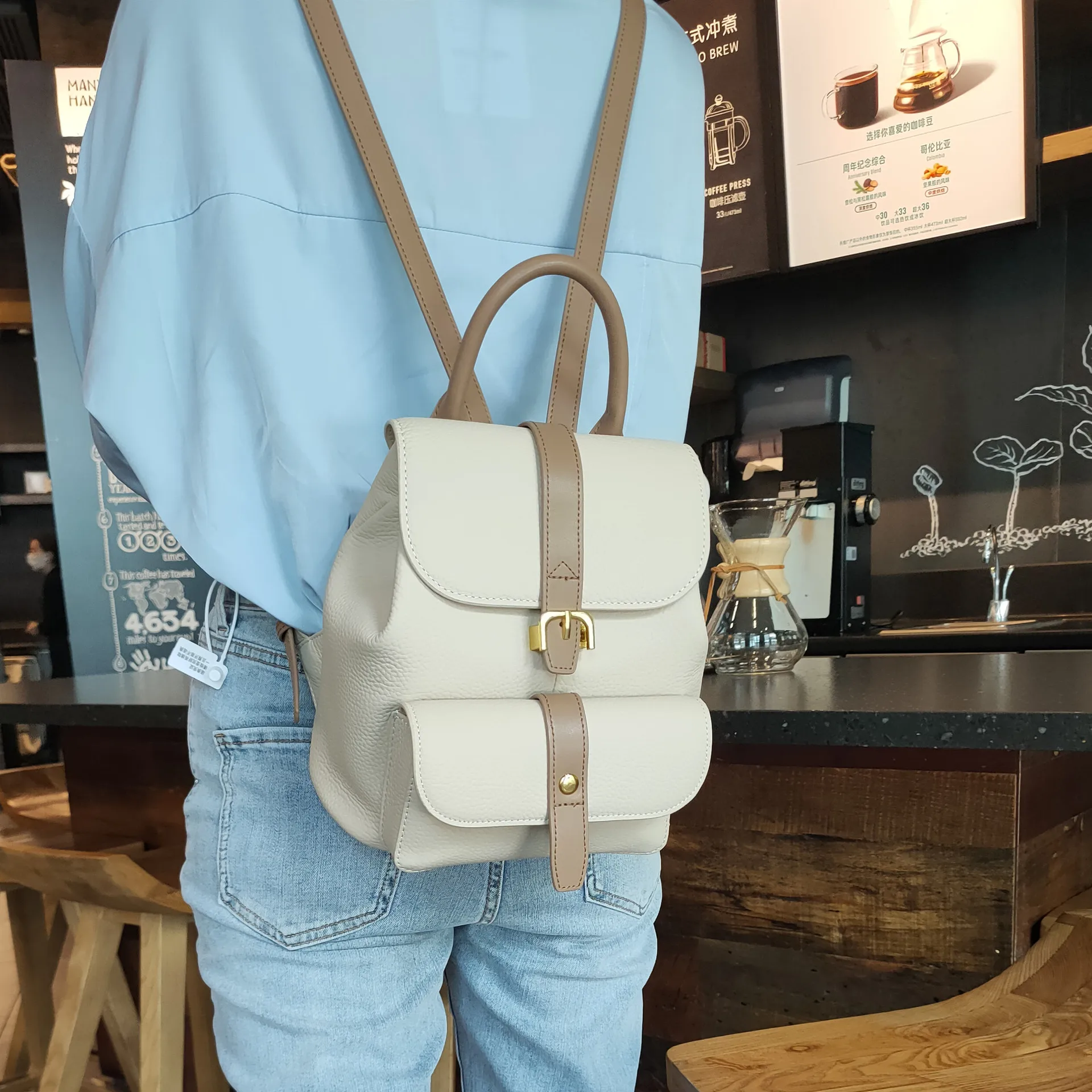 Сумка Женская, Genuine Top Layer Cowhide Backpack, Black Zipper Buckle Soft Minimalist Daily Commute 2026 Summer Casual Daypack