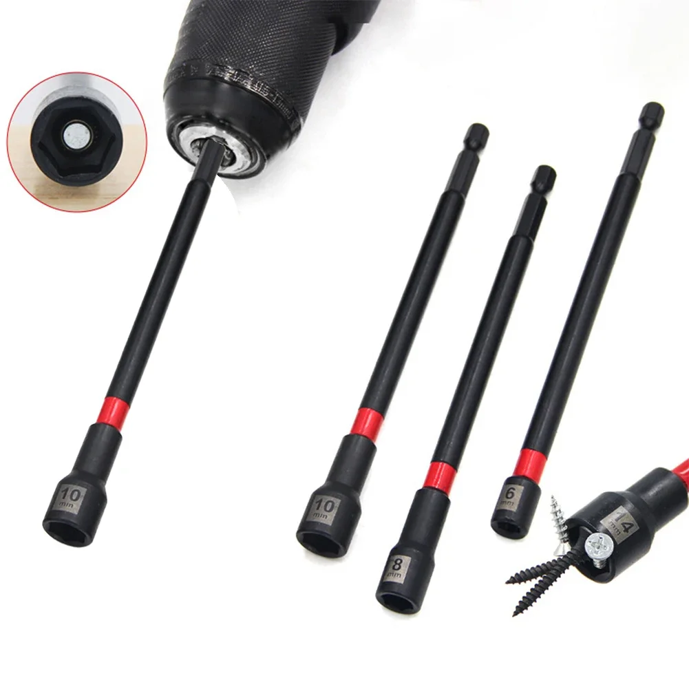 

3PCS 6/8/10mm Extended Magnetic Socket Wrench Hexagonal Magnetic Long Nut Driver For Impact-Drill Hex Socket Adapter Hand Tool