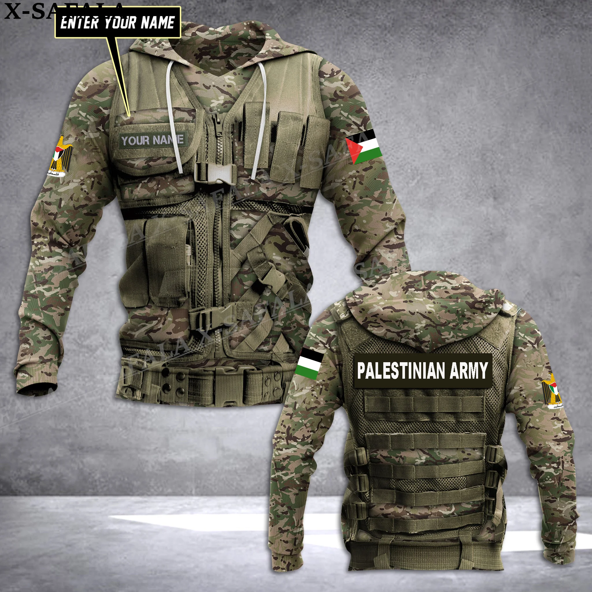 PALESTINIAN ARMY Soldier Veteran Uniform 3D Print Zipper Hoodie Man Female Pullover Sweatshirt Hooded Jacket Jersey Tracksuits-2