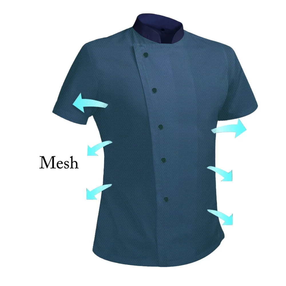 360 ° Ademende Zomer Mesh Chef Jack Heren Dames Korte Mouwen Kookshirt Cool Werk Tops