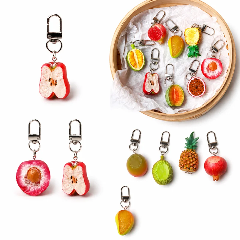 Minimalist Fun Half‑Fruit 3D Keychain Backpack Charm Best Friend Gift Versatile Small Ornament Accessories