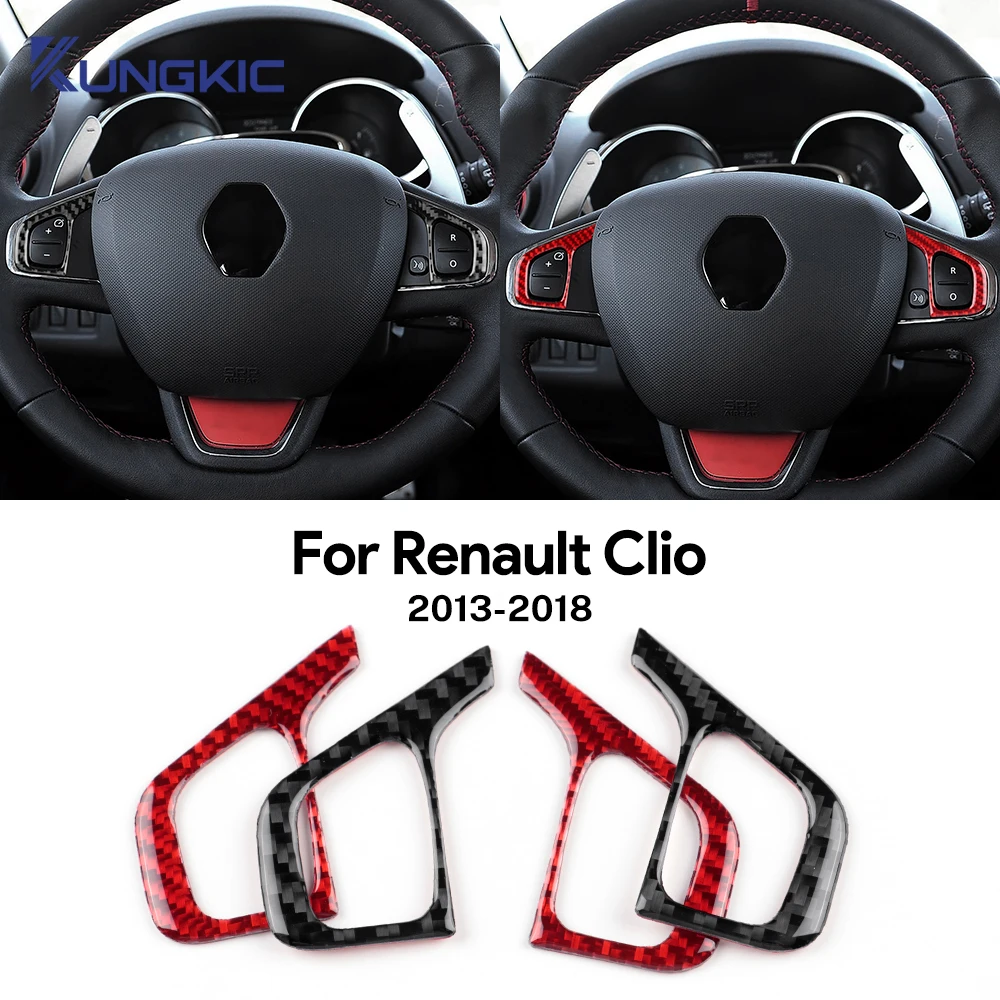 Autocollant de panneau de cadre de bouton de volant de voiture en fibre de carbone souple véritable pour Renault Clio 4 MK4 IV 2013 2014 2015 2016 2017 2018