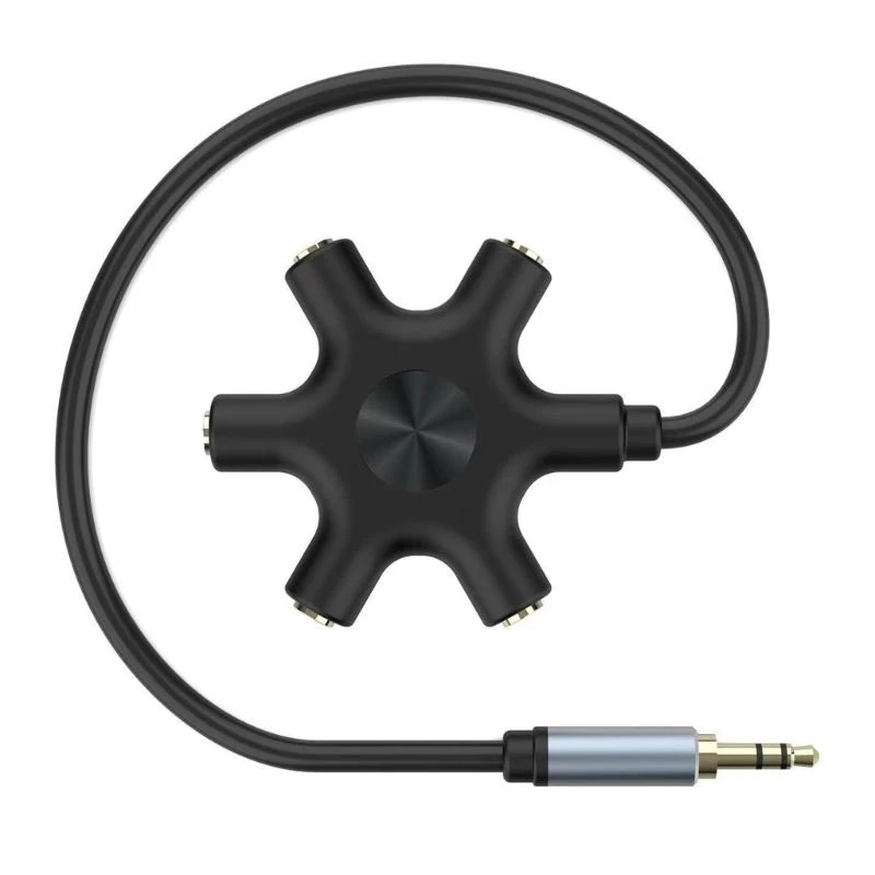 Headsets Adapter Microphones Headphone Splitter 3.5mm Male to 3.5mm Female 5 Port