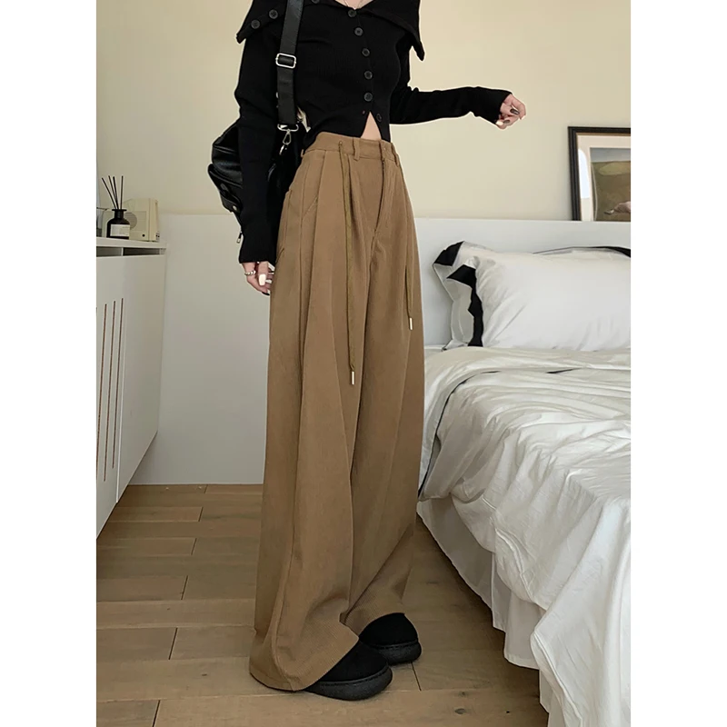 Casual Pants Women Dragging Straight Pants Autumn and Winter New High-waisted Loose Versatile Wide Legged Pants Female