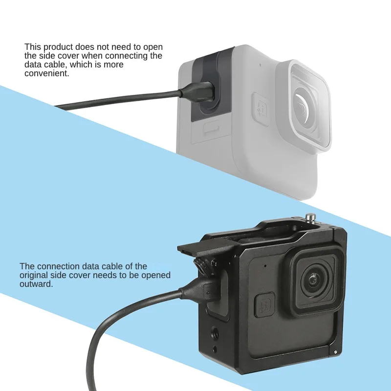 Neue Batterieabdeckung, abnehmbarer Ladeanschluss, Adaptertür für GoPro Hero 13 12 11, Schwarz, Mini 10, 9, Seitengehäuse, Action-Kameraschutz – Detail 2