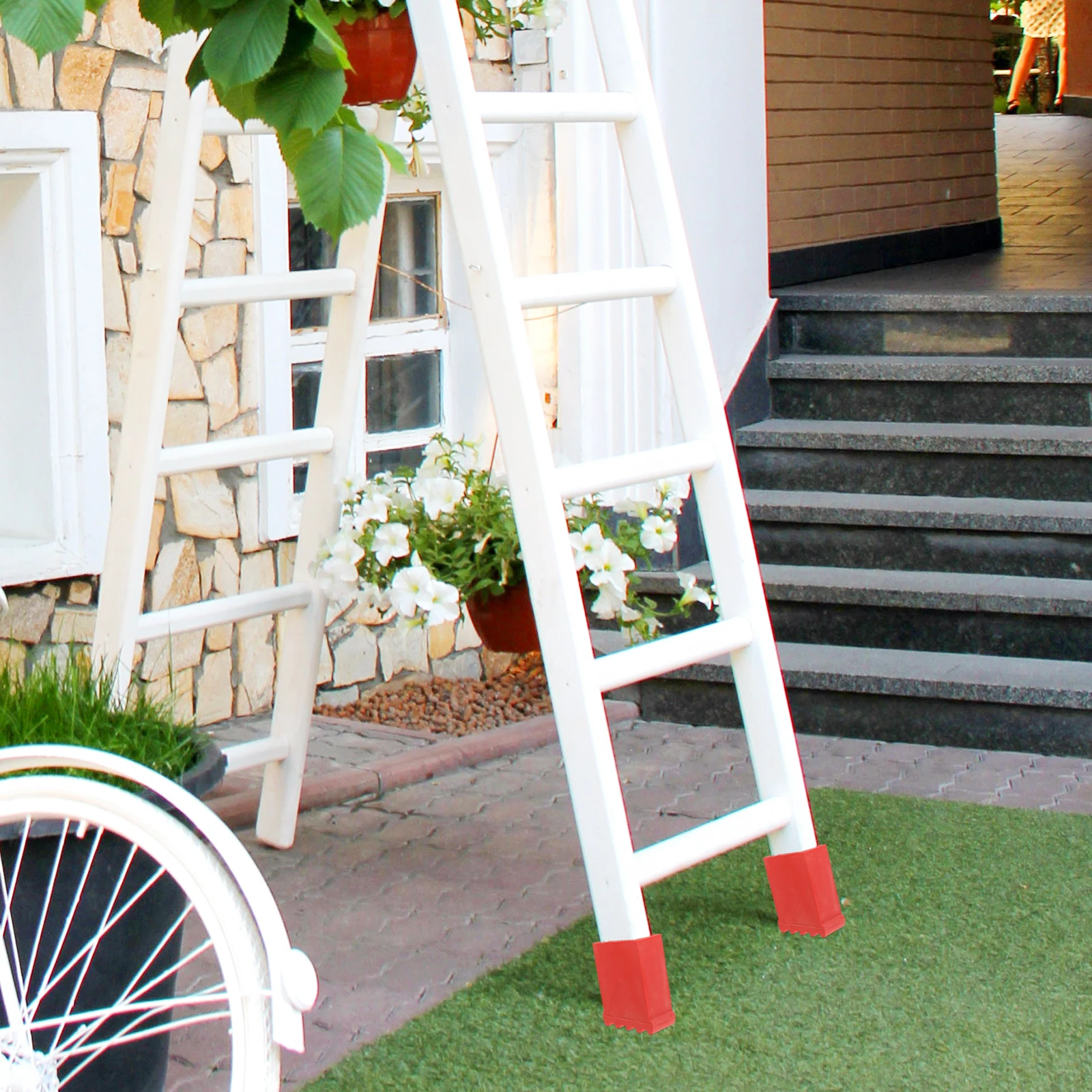 

4pcs Ladder Feet Covers Non Slip Stabilizers Thickened Floor Square Shape Anti Skid Home Use Construction