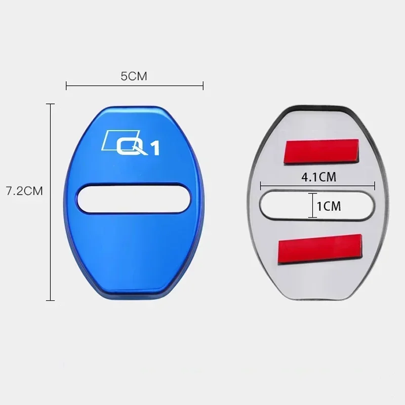 4pcs/set Car Styling Door Lock Protective Covers Case Anti-rust Stickers for Audi Q1 Logo Stainless Steel Accessories