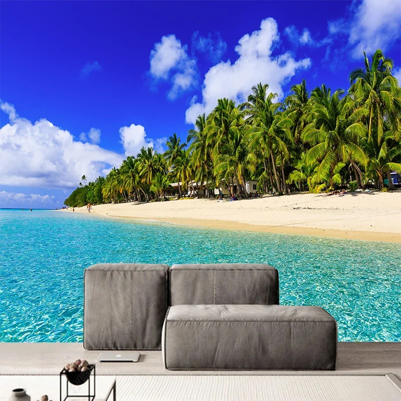 

Пользовательские 3D настенная бумага наклейка пляж вид на море кокосовая пальма пейзаж фото обои гостиная спальня фоны Декор фреска