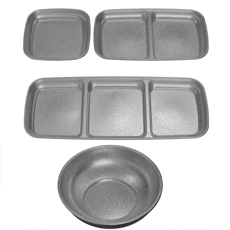 Retro Outdoor Tableware Set Stainless Steel Mini Seasoning Dishes Portable Ultralight Sauce Plate Trips Picnic Flavor Cutlery