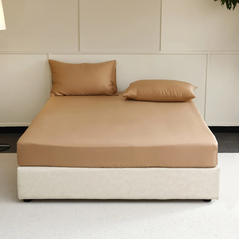 100% Natural Mulberry Silk Fitted Bed Sheets with Elastic Bands Luxury Mattress Cover Single Double King Queen Size Bed Cover
