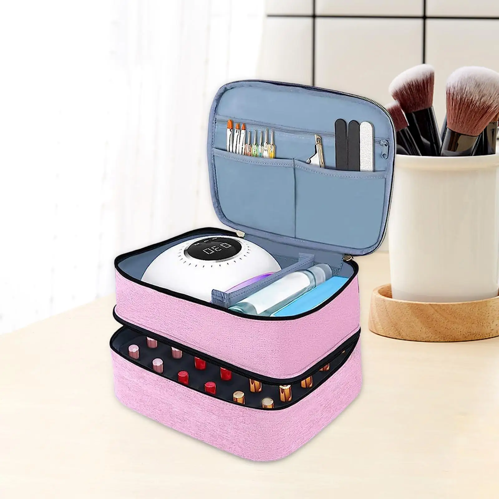 Nail Polish Storage Bag Nail Art Set Organizer Nail Polish Carrying Case Nail Dryer Case for Lipsticks Nail Lamp Manicure Tools