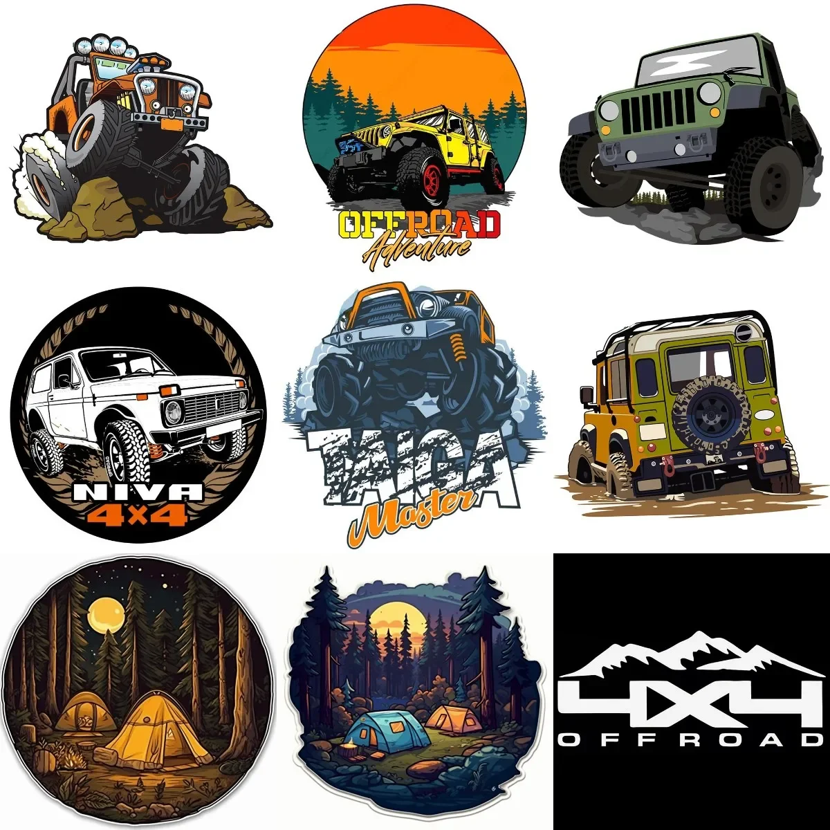 

4X4 Off-road Camper Badge PVC Sticker for Covered Scratch Decorate Motorcycle Car Bicycle Truck Window Wall Room Table Helmet