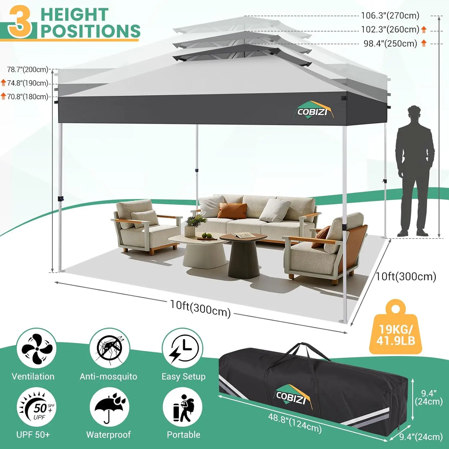 10x10ft Pop Up Gazebo Pavilion With Mosquito Netting With Dual Vent Roof Screen Tent Canopy For Backyard Patio Commercial Event