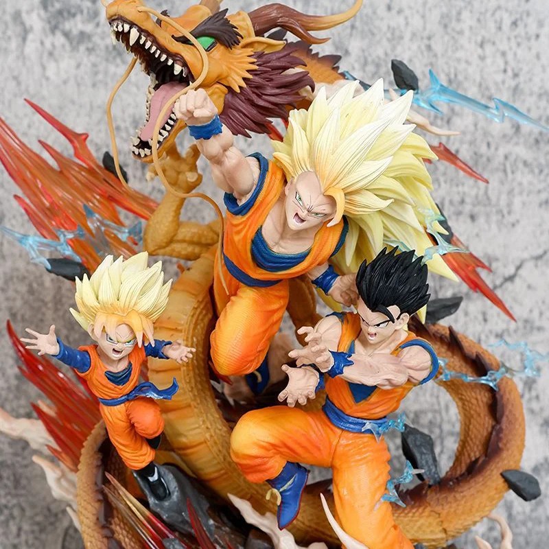 28cm Dragon Ball Action Figures Goku Gohan Goten Trio Gk Model Decoration Sculpture Showpiece Collection Kid Toy Birthday Gift