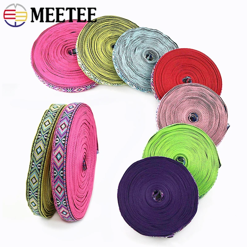 

8/10Yards 17mm Ethnic Jacquard Sewing Webbing Strap Decorative Ribbons Band Belt Sling Bag Strap-on Clothes DIY Accessories