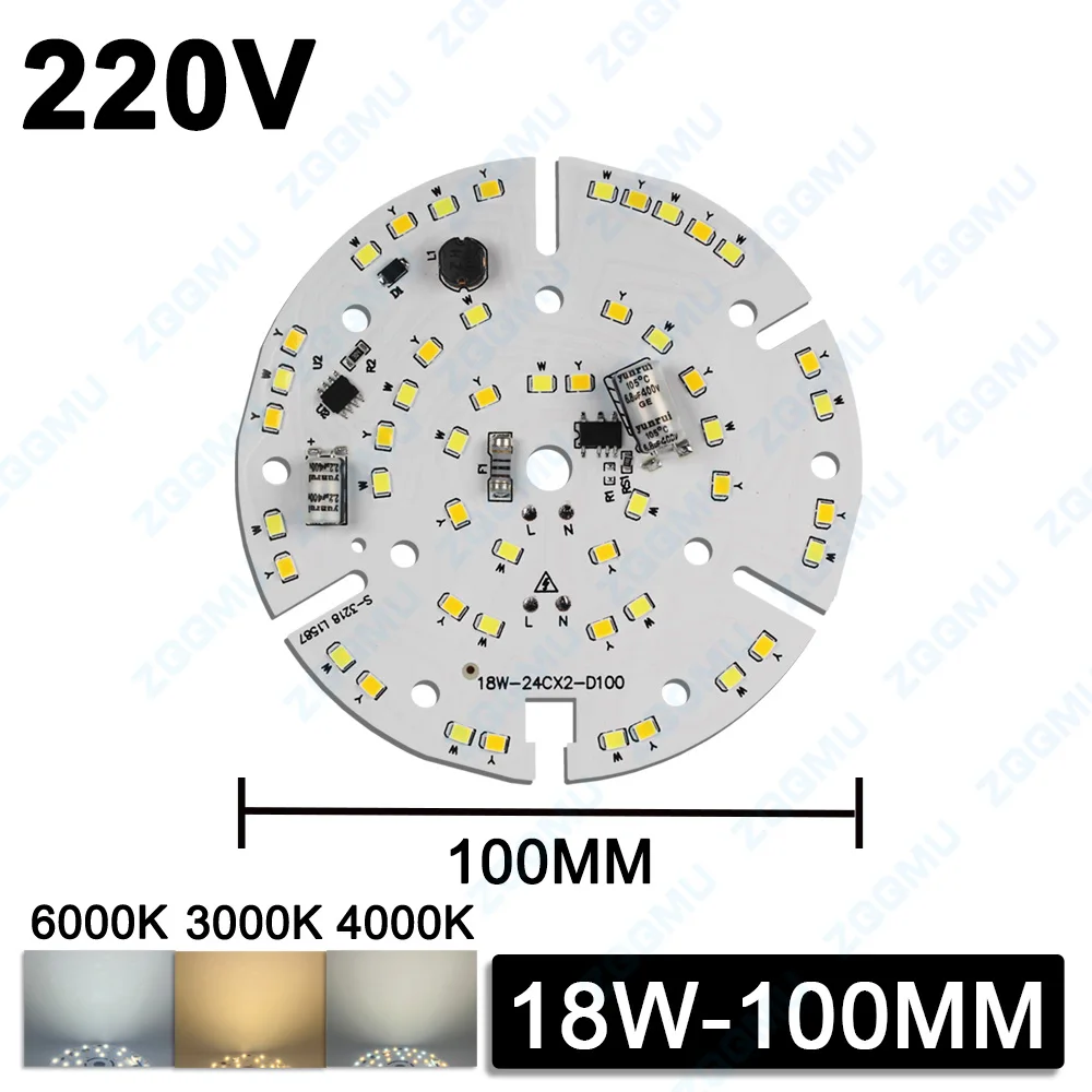 10 قطعة AC220V سائق خالية LED ضوء مجلس 5 واط 7 واط 9 واط 12 واط 18 واط SMD2835 3 ألوان LED رقاقة ضوء DIY بها بنفسك قلادة ضوء لوحة دارات مطبوعة