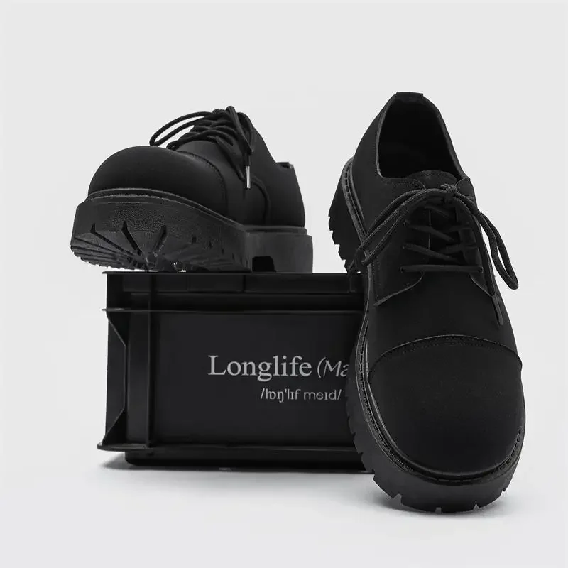 

Men's Platform Derby Shoes Handmade Genuine Leather Dress Shoes Lace-up Retro Platform Party Dress Luxury Leather Shoes