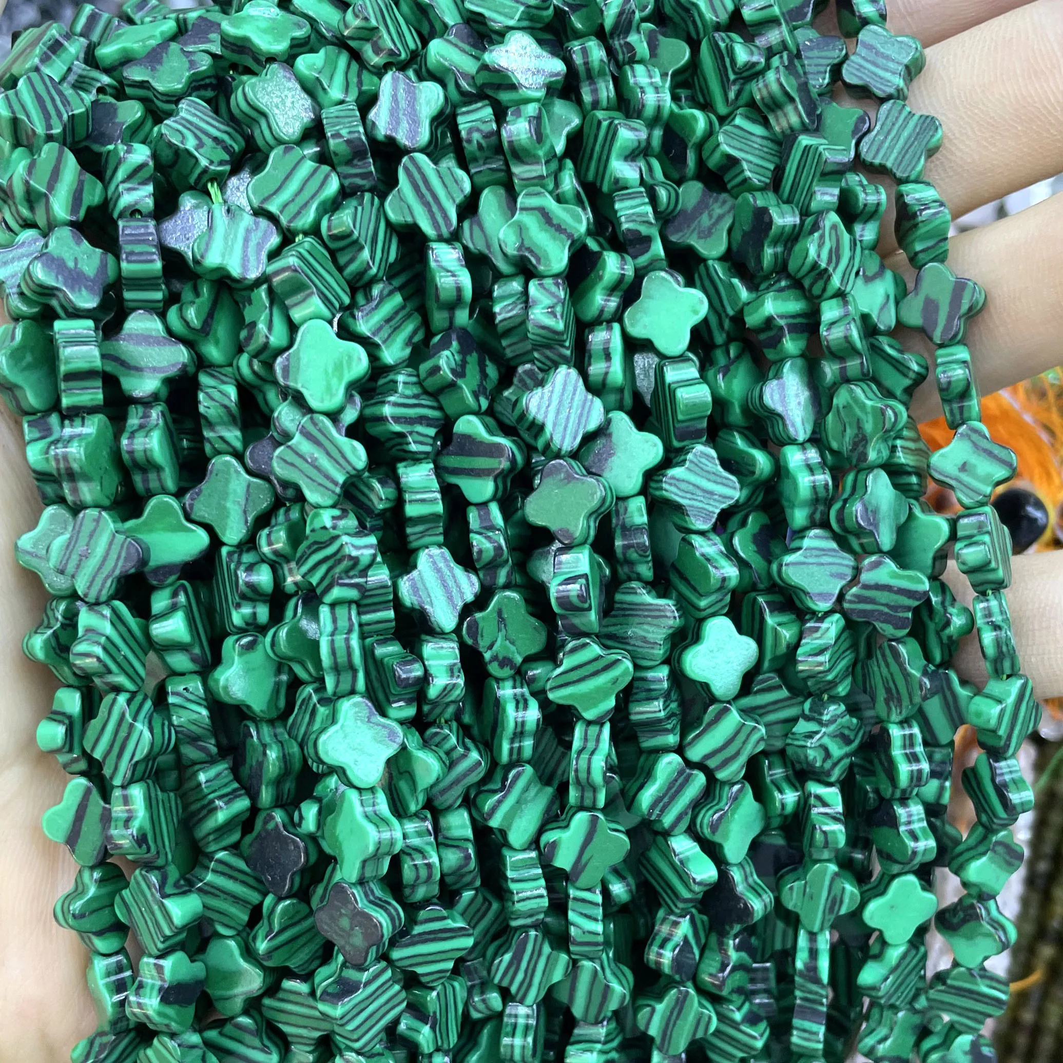 Clover Shape Natural Stone Turquoises Lapis Lazuli Jades Loose Spacer Beads For Jewelry Making DIY Bracelet Accessories 8MM
