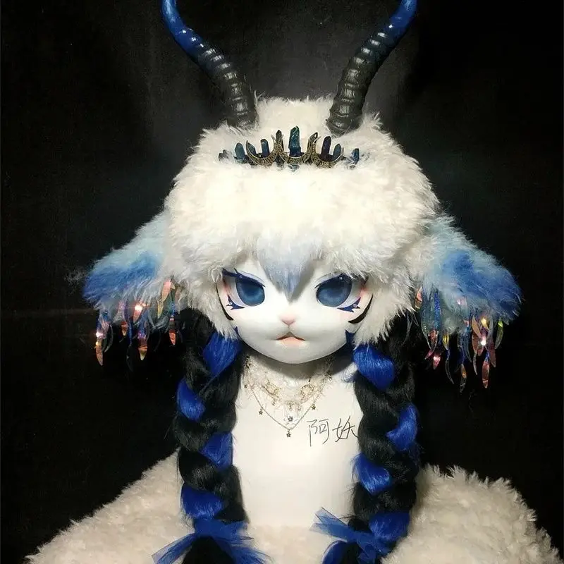 Kigurumi Base Mask Beast Mounted Skull Mask Fur Suit 3Dprinted Skull Cosplay Anime Accessories 5