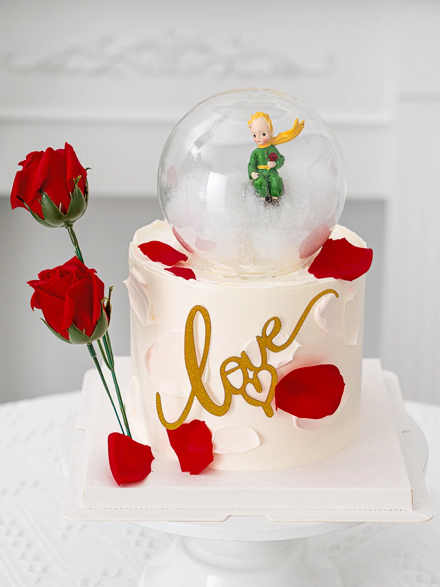 Little Prince Birthday Valentine's Day Cake Topper Decoration Simulation Rose Plug-in Proposal Confession Party Baking Dress Up