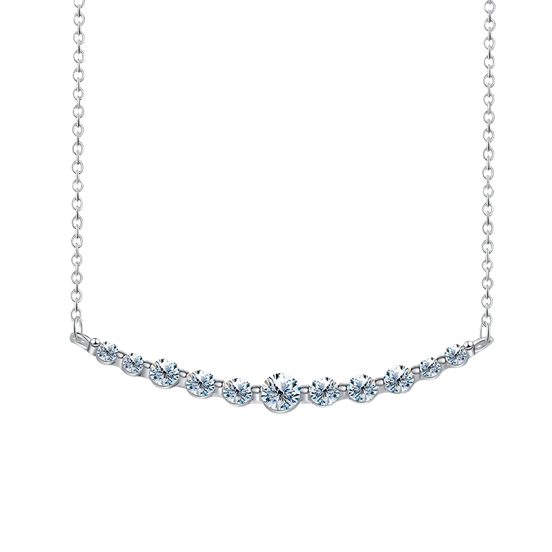 KNB Luxury Moissanite Diamond Wedding Smile Necklace for Woman Gift 925 Sterling Silver Chain Plated 18k White Gold Fine Jewely