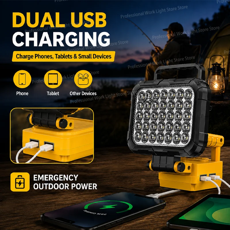 4/5/8Inch Led Light Portable Spotlights Cordless Outdoor Work Fishing Handheld Emergency Tool Light For Dewalt 18V Battery 3