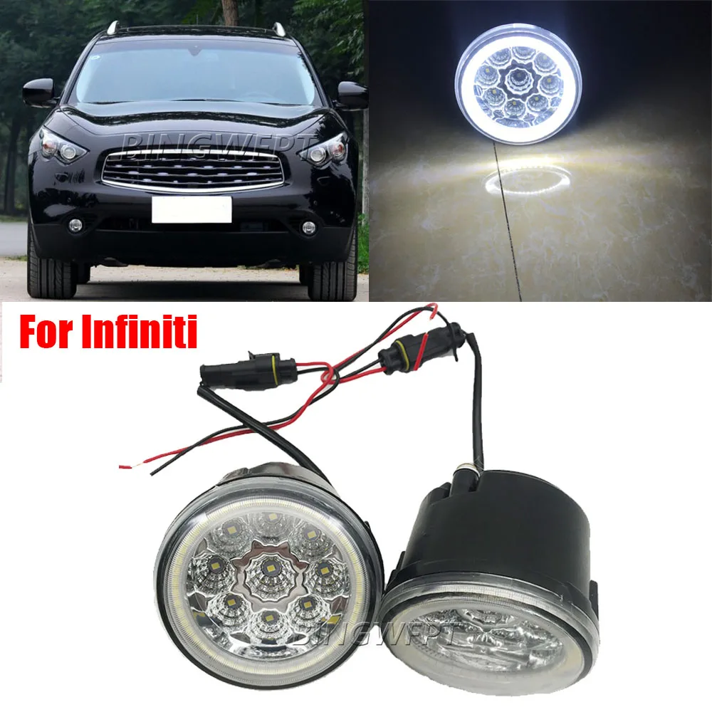 2 X feux de jour Angel Eyes pour Infiniti FX35 FX37 FX50 2006 2007 2008 2009 2010 2011 2012 2013 2014 2015, feux antibrouillard